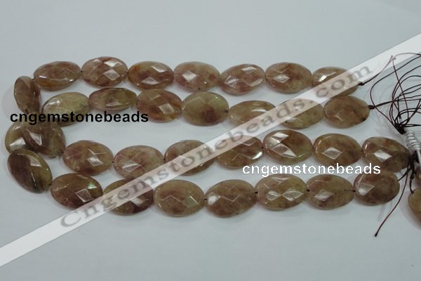 CBQ254 15.5 inches 18*25mm faceted oval strawberry quartz beads