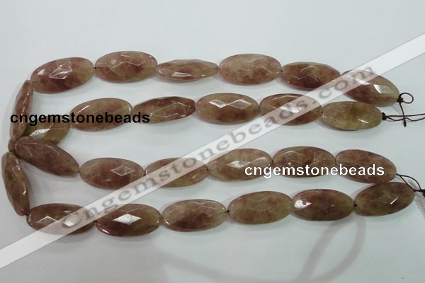 CBQ258 15.5 inches 15*30mm faceted marquise strawberry quartz beads