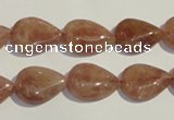 CBQ26 15.5 inches 12*16mm flat teardrop strawberry quartz beads