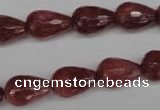 CBQ268 15.5 inches 10*15mm faceted teardrop strawberry quartz beads