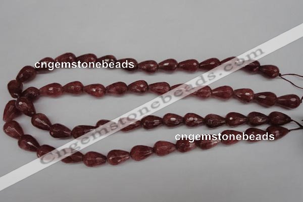 CBQ268 15.5 inches 10*15mm faceted teardrop strawberry quartz beads