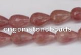 CBQ269 15.5 inches 10*15mm faceted teardrop strawberry quartz beads