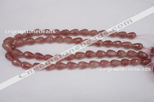 CBQ269 15.5 inches 10*15mm faceted teardrop strawberry quartz beads