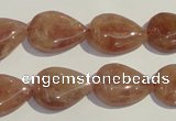 CBQ27 15.5 inches 13*18mm flat teardrop strawberry quartz beads