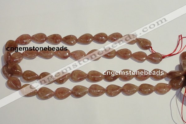 CBQ27 15.5 inches 13*18mm flat teardrop strawberry quartz beads