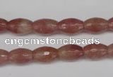 CBQ270 15.5 inches 8*12mm faceted rice strawberry quartz beads