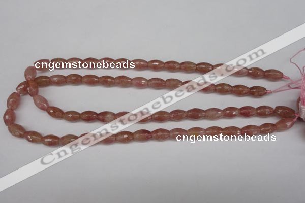 CBQ270 15.5 inches 8*12mm faceted rice strawberry quartz beads