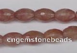 CBQ271 15.5 inches 10*14mm faceted rice strawberry quartz beads