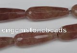 CBQ275 15.5 inches 10*30mm faceted teardrop strawberry quartz beads