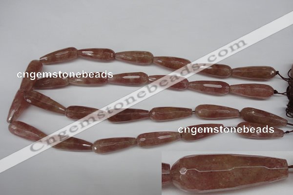 CBQ275 15.5 inches 10*30mm faceted teardrop strawberry quartz beads