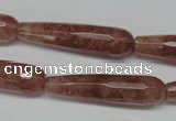 CBQ276 15.5 inches 10*40mm faceted teardrop strawberry quartz beads