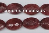 CBQ278 15.5 inches 13*18mm faceted oval strawberry quartz beads