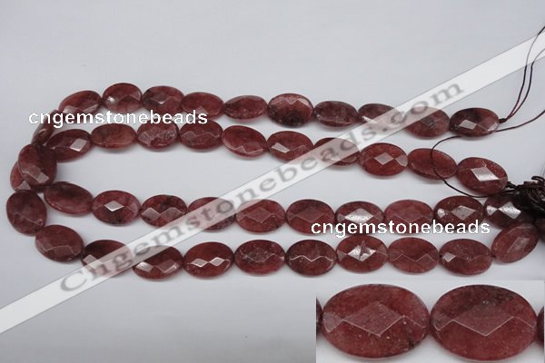 CBQ278 15.5 inches 13*18mm faceted oval strawberry quartz beads