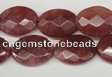 CBQ279 15.5 inches 15*20mm faceted oval strawberry quartz beads