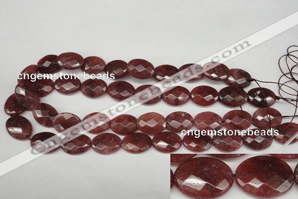 CBQ279 15.5 inches 15*20mm faceted oval strawberry quartz beads