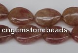 CBQ283 15.5 inches 13*18mm flat teardrop strawberry quartz beads