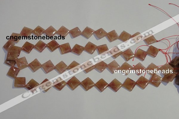 CBQ32 15.5 inches 12*12mm diamond strawberry quartz beads wholesale