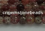 CBQ321 15.5 inches 6mm faceted round strawberry quartz beads