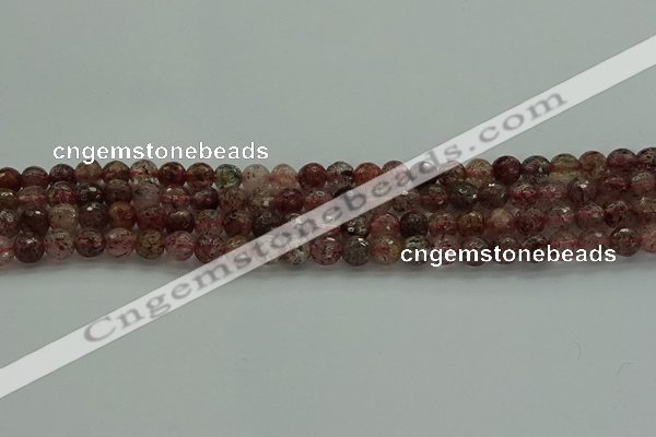 CBQ321 15.5 inches 6mm faceted round strawberry quartz beads