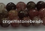 CBQ322 15.5 inches 8mm faceted round strawberry quartz beads