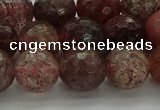 CBQ323 15.5 inches 10mm faceted round strawberry quartz beads