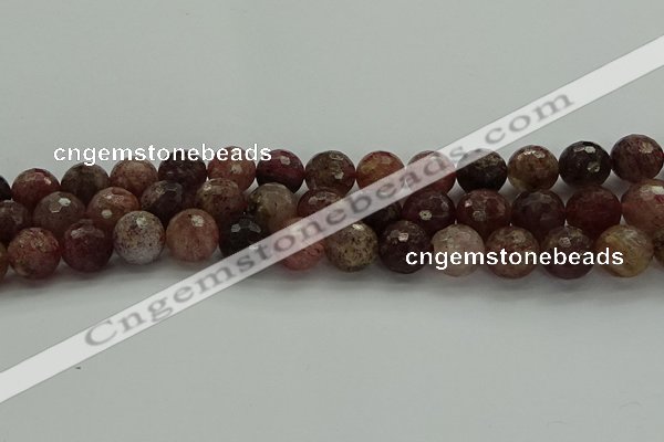 CBQ324 15.5 inches 12mm faceted round strawberry quartz beads