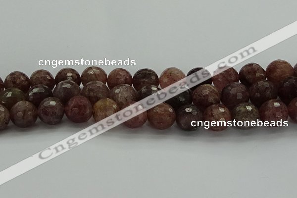 CBQ325 15.5 inches 14mm faceted round strawberry quartz beads