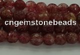 CBQ330 15.5 inches 4mm faceted round strawberry quartz beads