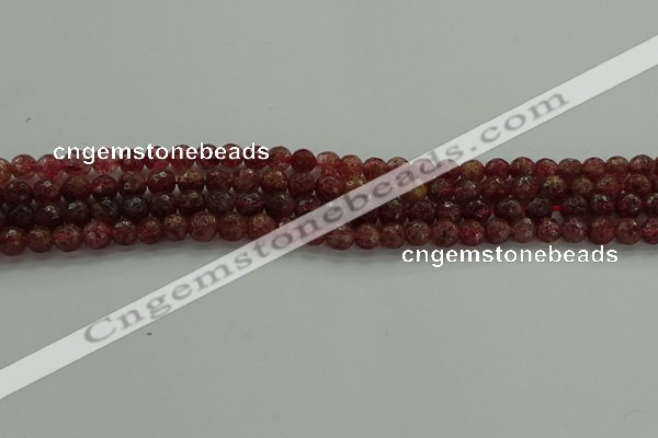 CBQ330 15.5 inches 4mm faceted round strawberry quartz beads