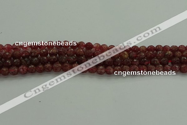 CBQ331 15.5 inches 6mm faceted round strawberry quartz beads