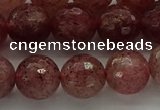 CBQ333 15.5 inches 10mm faceted round strawberry quartz beads