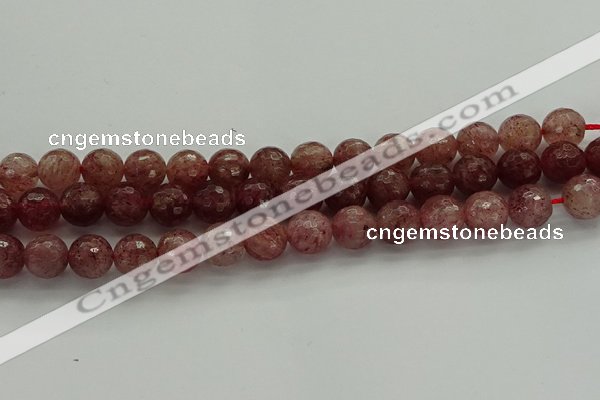 CBQ333 15.5 inches 10mm faceted round strawberry quartz beads