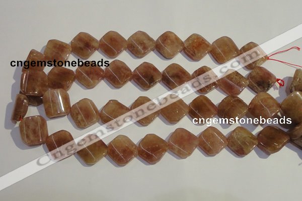 CBQ35 15.5 inches 18*18mm faceted diamond strawberry quartz beads