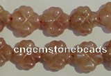 CBQ37 15.5 inches 15mm carved flower strawberry quartz beads