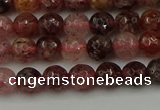 CBQ411 15.5 inches 6mm faceted round strawberry quartz beads