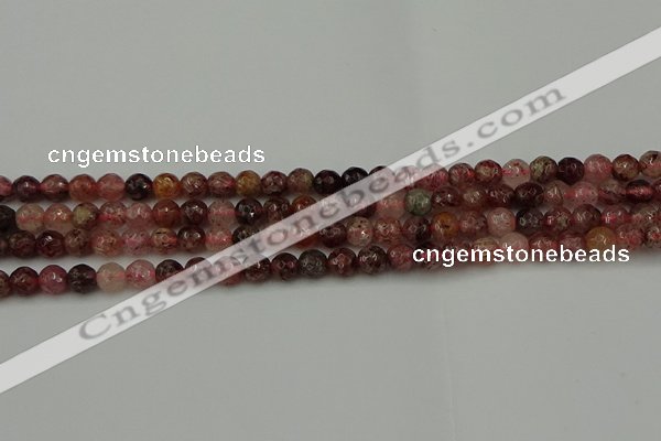 CBQ411 15.5 inches 6mm faceted round strawberry quartz beads