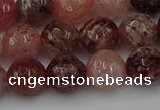 CBQ413 15.5 inches 10mm faceted round strawberry quartz beads