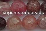 CBQ415 15.5 inches 14mm faceted round strawberry quartz beads