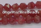 CBQ431 15.5 inches 6mm faceted nuggets strawberry quartz beads