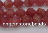 CBQ432 15.5 inches 8mm faceted nuggets strawberry quartz beads