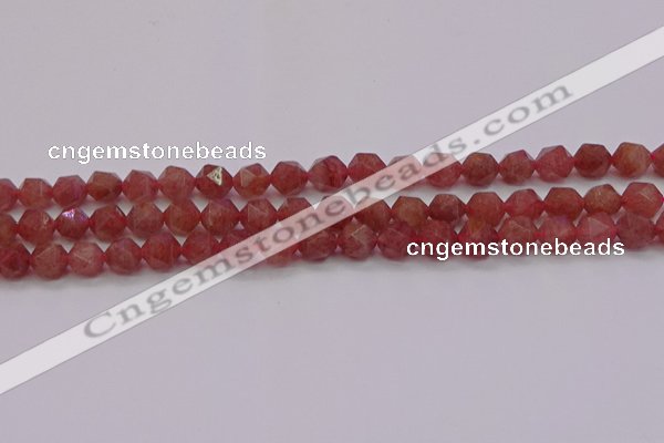 CBQ432 15.5 inches 8mm faceted nuggets strawberry quartz beads