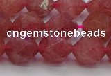 CBQ434 15.5 inches 12mm faceted nuggets strawberry quartz beads