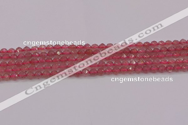 CBQ436 15.5 inches 6mm faceted nuggets strawberry quartz beads