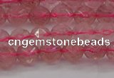 CBQ437 15.5 inches 8mm faceted nuggets strawberry quartz beads