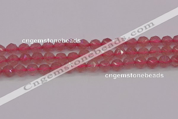 CBQ438 15.5 inches 10mm faceted nuggets strawberry quartz beads