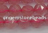 CBQ439 15.5 inches 12mm faceted nuggets strawberry quartz beads