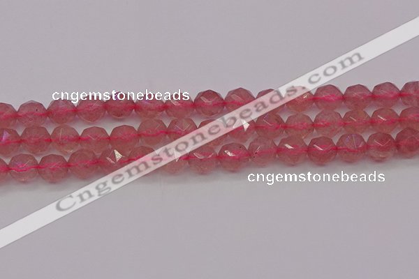 CBQ439 15.5 inches 12mm faceted nuggets strawberry quartz beads