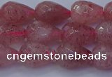 CBQ453 15.5 inches 10*14mm faceted teardrop strawberry quartz beads