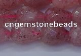 CBQ454 15.5 inches 12*16mm faceted teardrop strawberry quartz beads