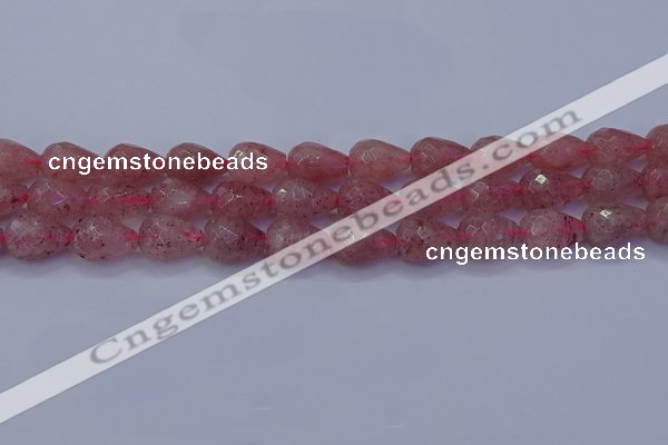 CBQ454 15.5 inches 12*16mm faceted teardrop strawberry quartz beads